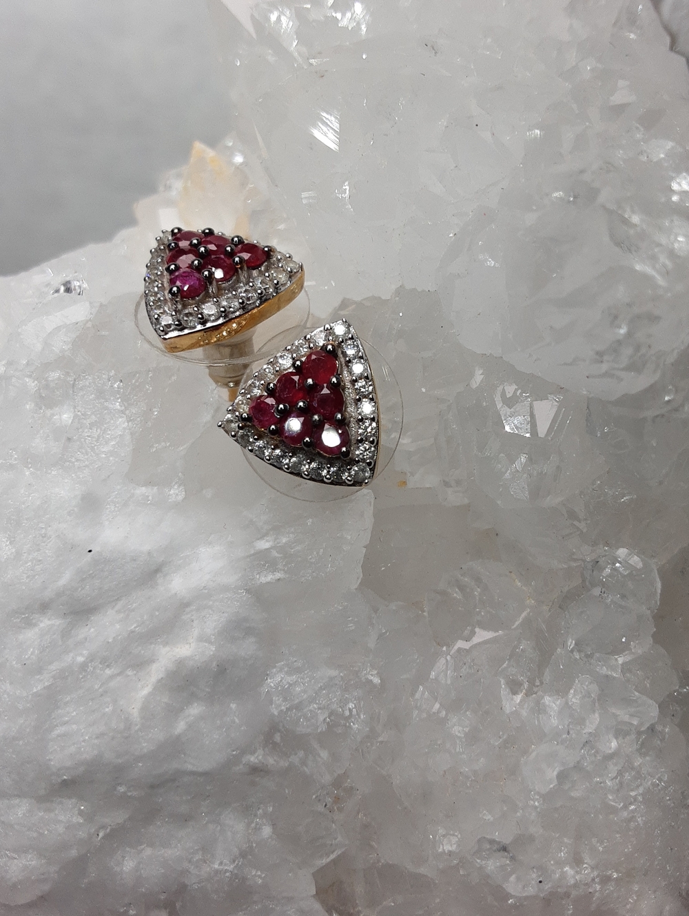 925, Yellow Glod Over 925, Ruby, Zircon Earrings. Price Is Firm.